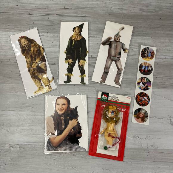 Vintage Wizard Of Oz Bundle Kurt Adler Lion Puppet Blank Cards Stickers 90s - Picture 1 of 10